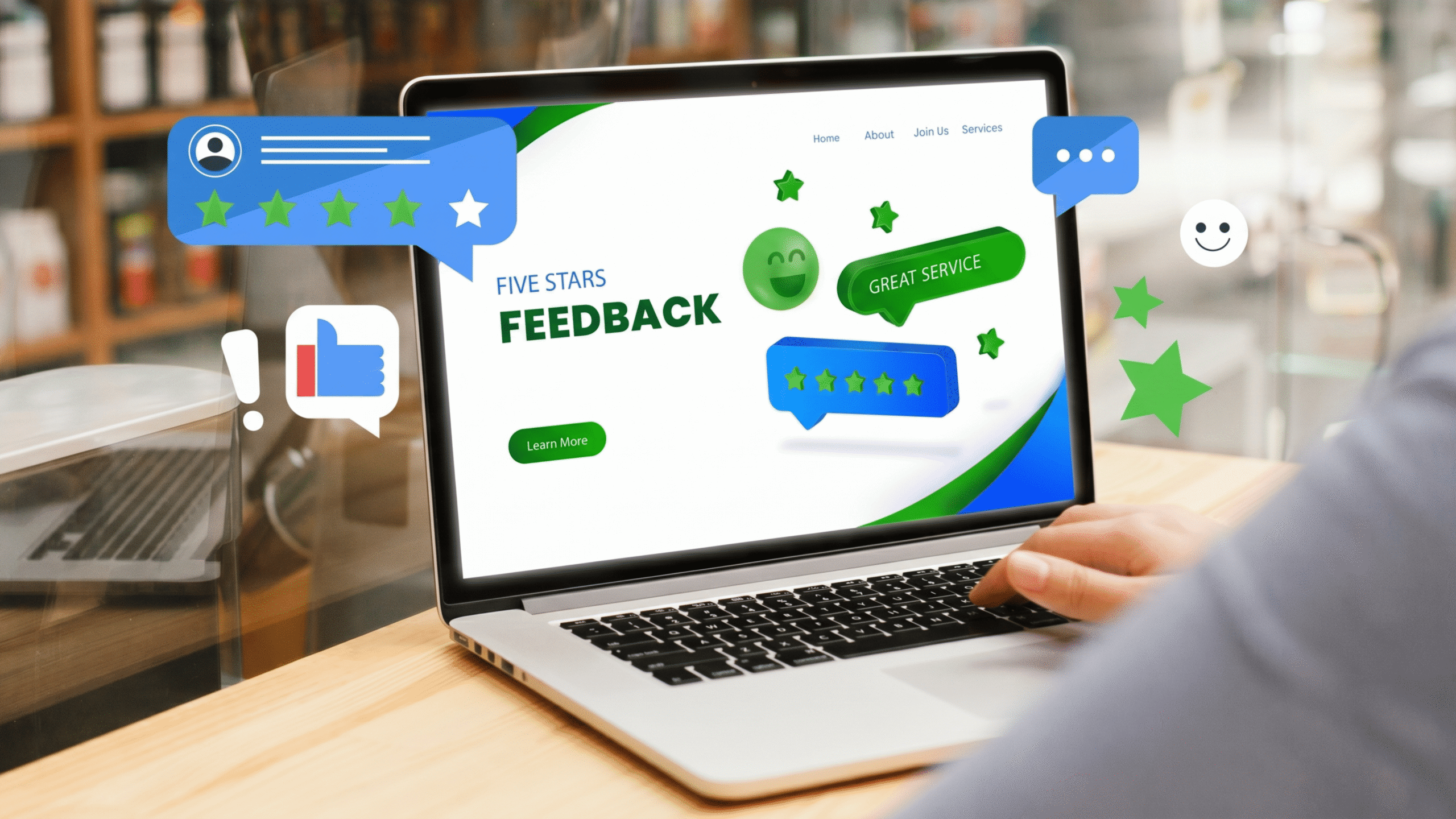 Positive customer reviews and ratings building trust and credibility for a business