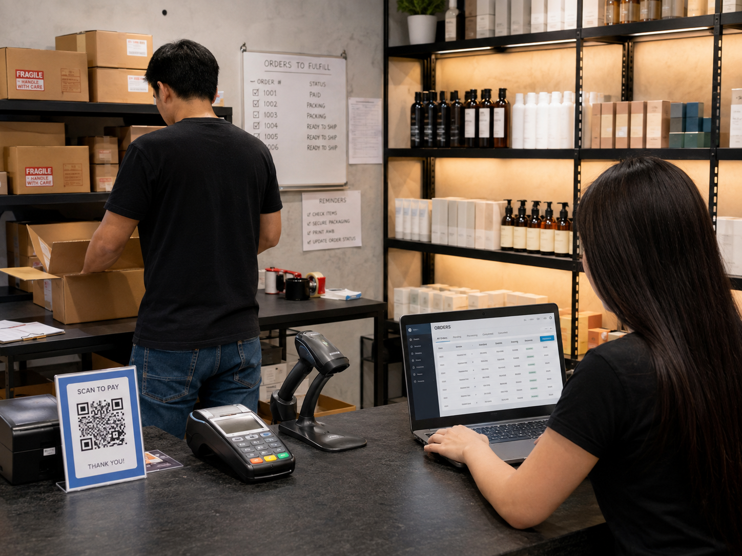 Retail team preparing inventory and operating requirements for a new store opening